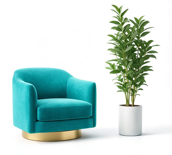 Illustrazione che rappresenta una poltroncina vuota con a fianco una pianta verde: per consulenze online in diritto successorio, gestione, dubbi o pianificazione di eredità con serenità